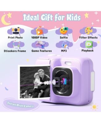 Kids Instant Print Camera, 1080P Digital Camera with 32GB SD Card & 3 Paper Rolls. Christmas Birthday Gift for 4-10 Year Old Girls Boys.