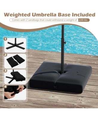 Offset Patio Umbrella with Base and 32 LED Lights