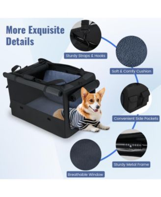 Folding Soft Dog Crate Foldable Pet Carrying Bag w/ 2 Openings & Window Soft Mat