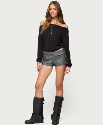 Women's Houston Faux Leather Cargo Shorts
