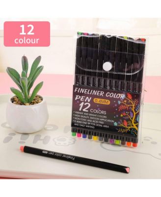 12 Colors Fineliner Color Pens Set, 0.4 mm Fine Tip, Large Capacity for School Office Supplies, Holidays Charity Event and Party Favors