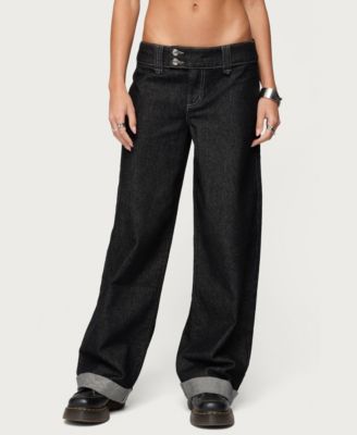 Women's Cuffed Low Rise Straight Leg Jeans
