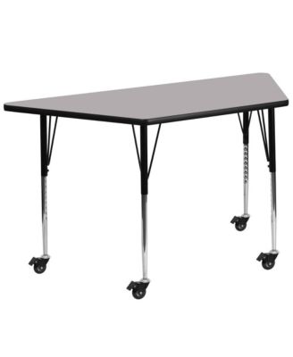 Mobile 29X57 Trapezoid Laminate Adjustable Activity Table