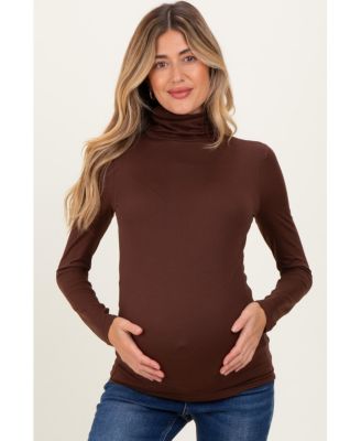 Maternity Brushed Knit Basic Turtleneck Top