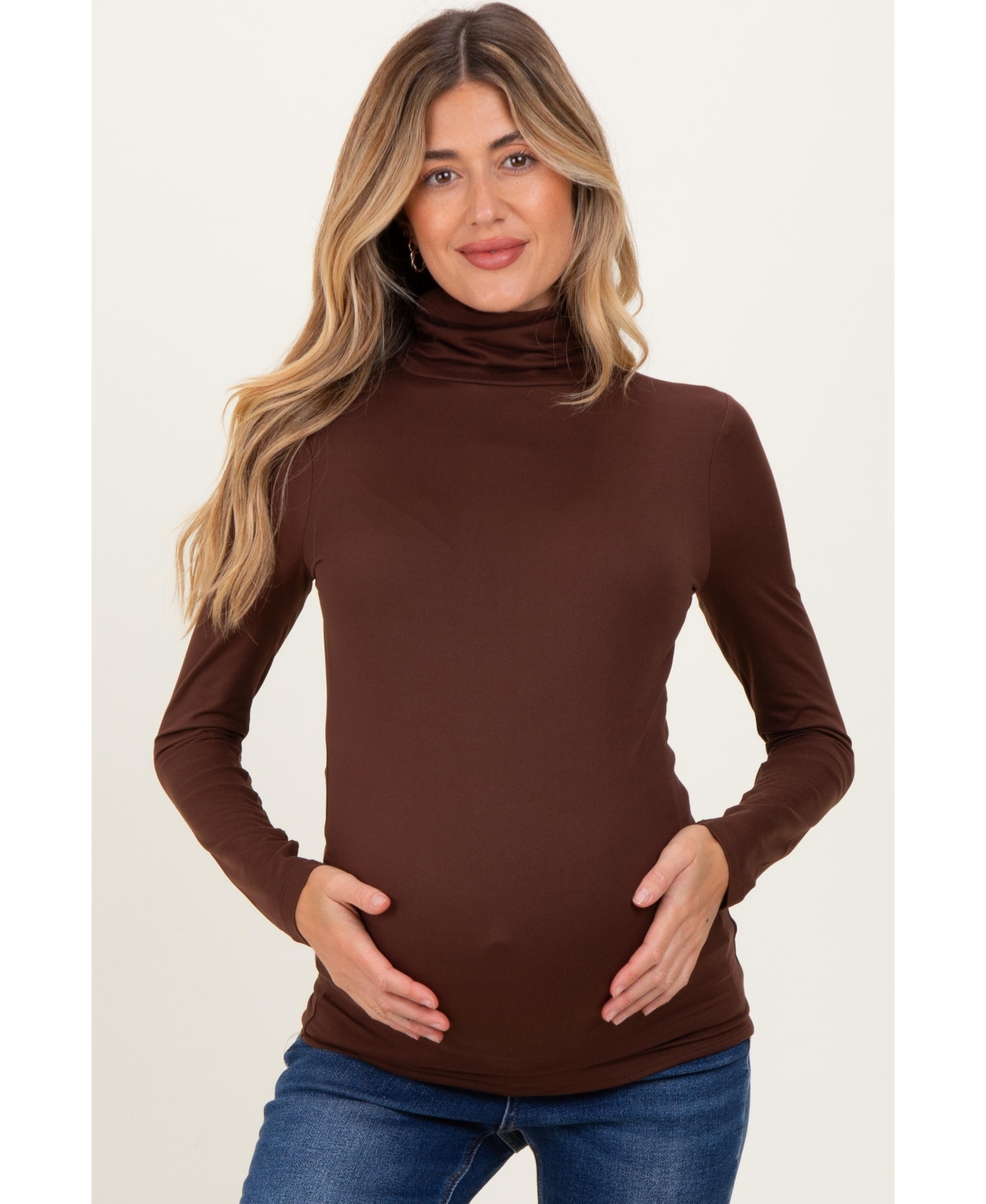 Pinkblush Maternity Black Brushed Knit Basic Turtleneck Top