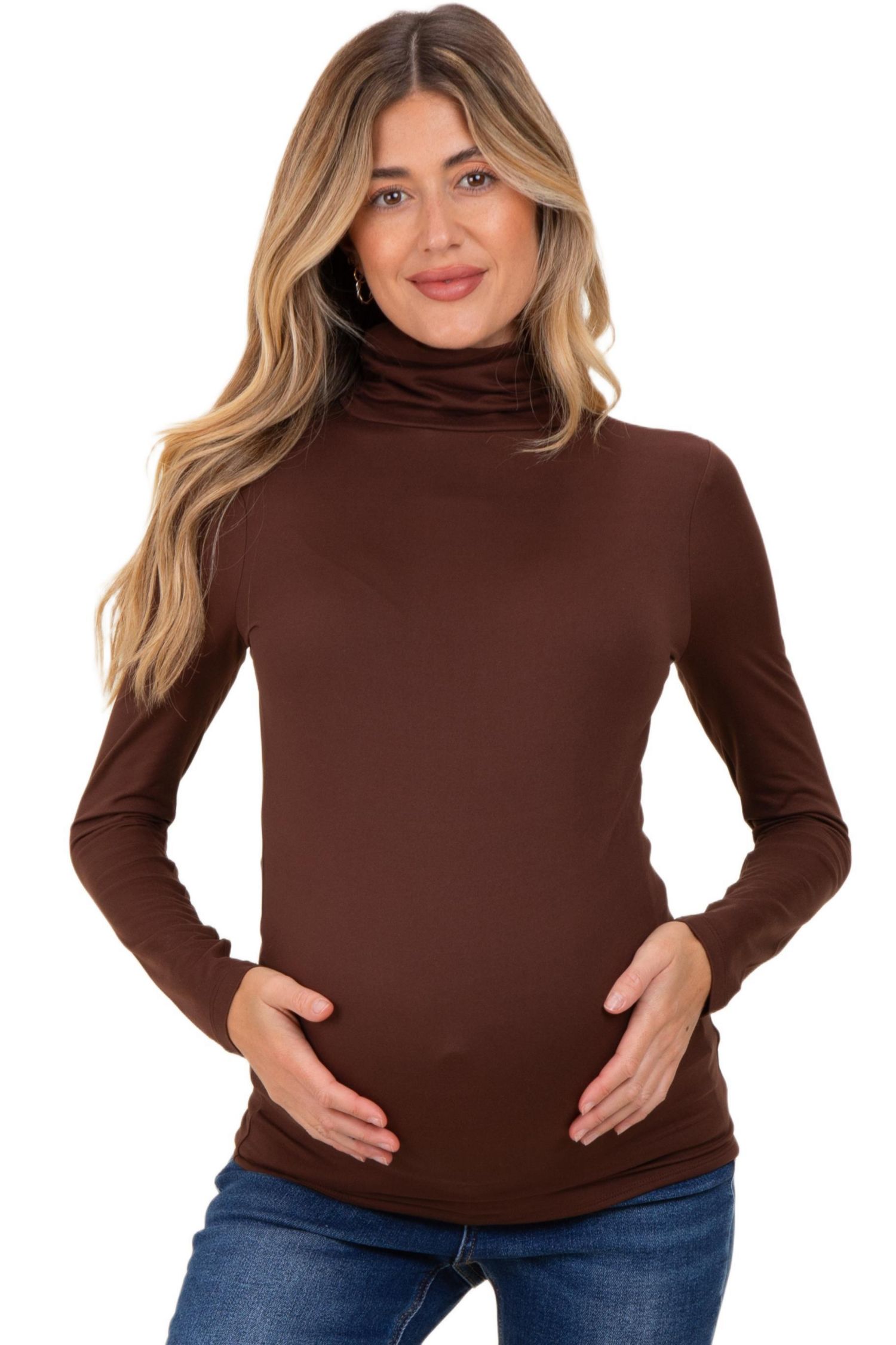 Women's Black Brushed Knit Basic Turtleneck Top