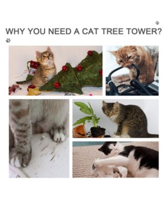 8.5' Adjustable Floor-To-Ceiling Cat Tree w/ 5 Carpet Platforms,