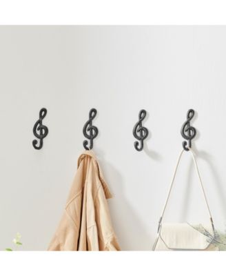 4 Piece Musical Note Treble Clef Wall Sculpture Hook Set