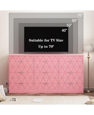 63'' Wooden Modern Chest 9 Drawer Dresser, Dresser with Power Outlet