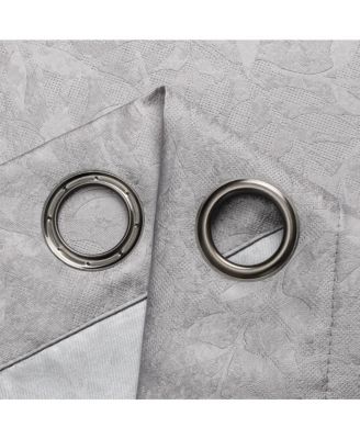 Set of 2 Leeds Floral Leaves Embossed Light Filtering Grommet Top Window Curtain Panels