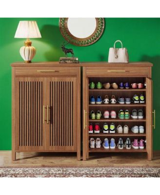 Hallway Shoe Cabinet with Top Drawer and Hidden Storage