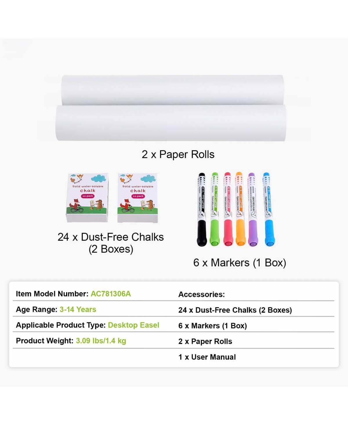 Hongge Kids Art Easel Accessory Set 32 Pcs Painting Supplies