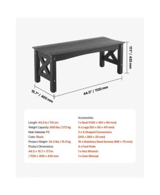 Weatherproof Plastic with 600 lbs Capacity Patio Bench