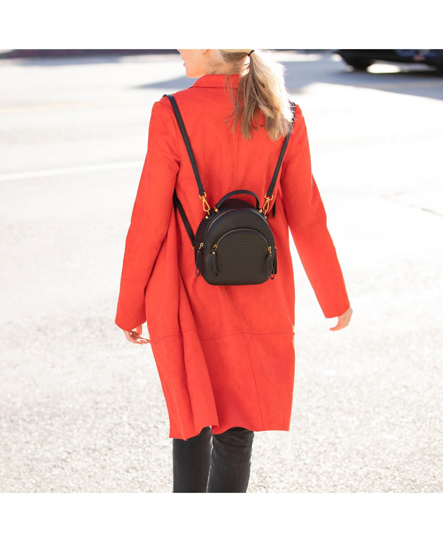 Small Leather Mini Backpack Purse with Convertible Crossbody Straps