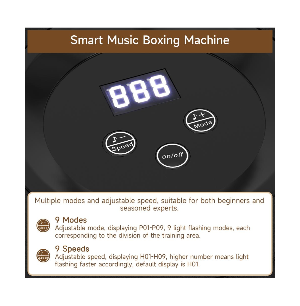 Artudatech Pro Music Boxing Machine with 9 Modes & Led Lights, Wall-Mounted Trainer for Home & Office Fitness