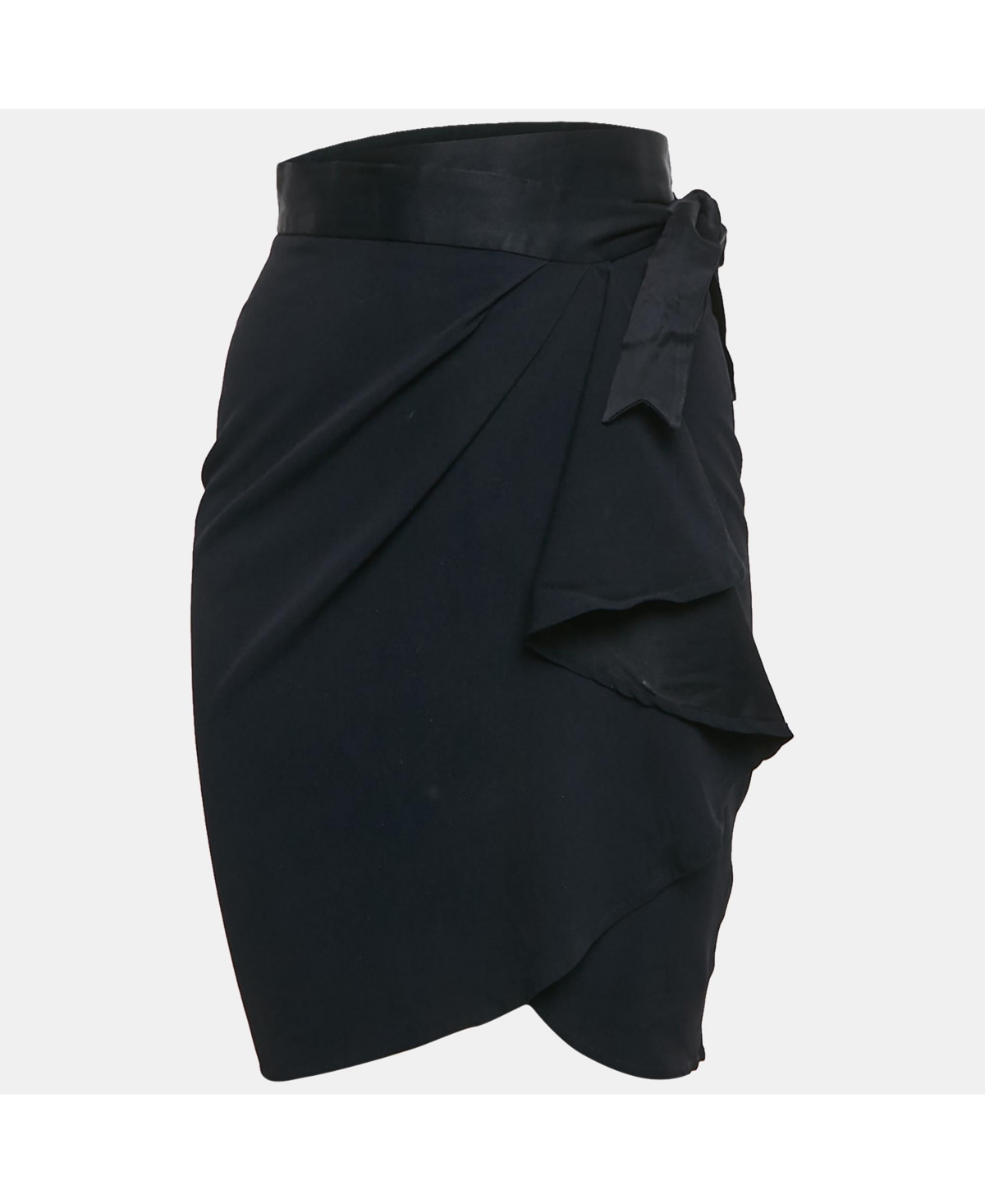 Pre-Owned Moschino Women's Navy Blue Sateen Ruffled Wrap Skirt