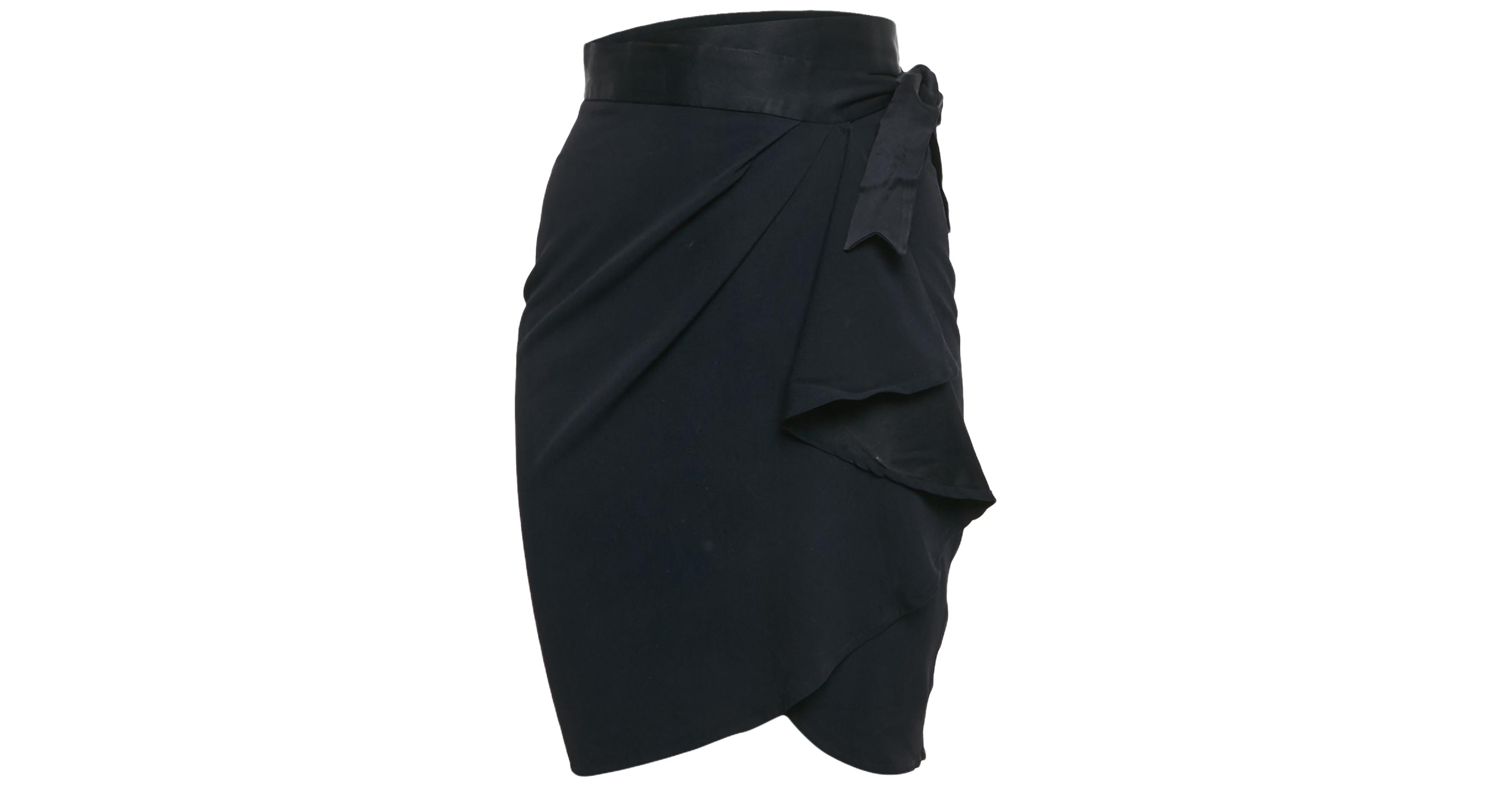 Pre-Owned Moschino Women's Navy Blue Sateen Ruffled Wrap Skirt