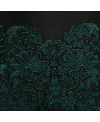 Women's Black Embroidered Silk Blend Midi Skirt