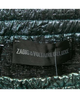 Women's Metallic Blue Patterned Lurex Josa Bis Jac Deluxe Mini Skirt