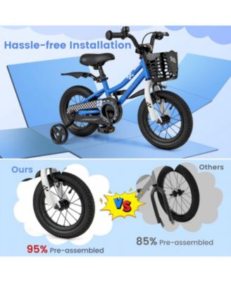 Kids 12 Inch Training Bike with Dual Brakes Adjustable Seat and Basket for Ages 3 to 4