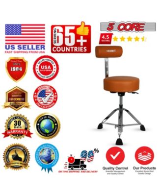 Drum Throne w Backrest 4" Padded Stool Airlift Adjustable 25.5" Drummer Chair 441Lb Capacity