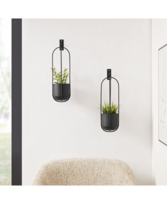 Walter 2-Piece Oval Hanging Planter Set with Chain Hanging Option