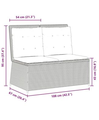 1 PC poly rattan Reclining Patio Bench with Navy blue cushions