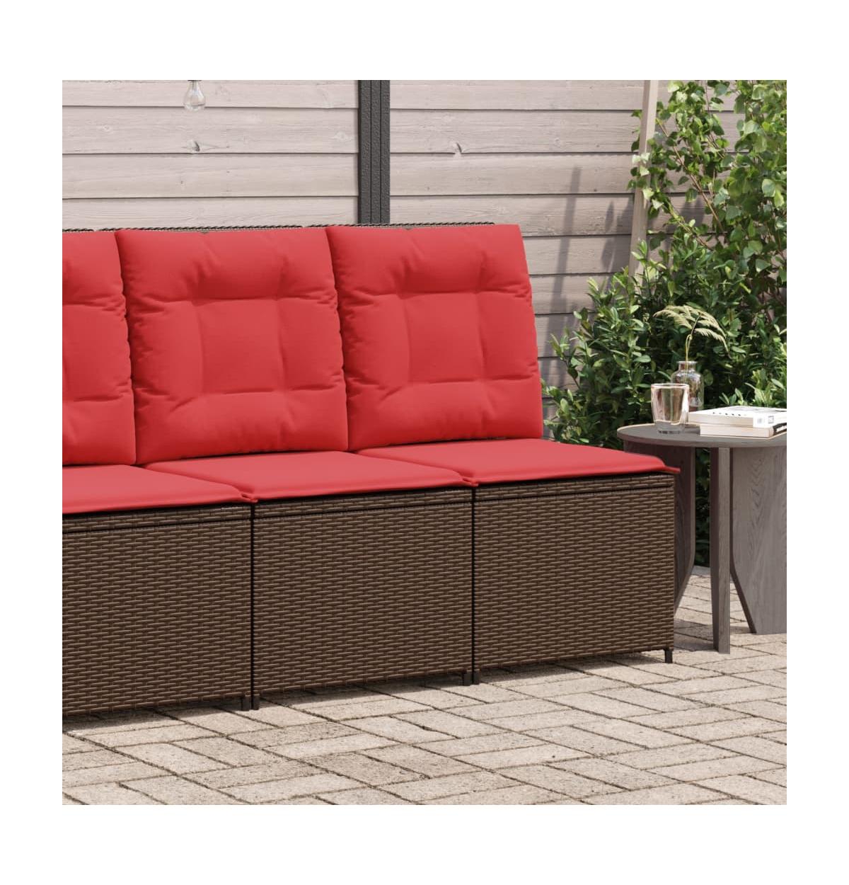 vidaXL Reclining Patio Sofa Brown Pe Rattan Single seat
