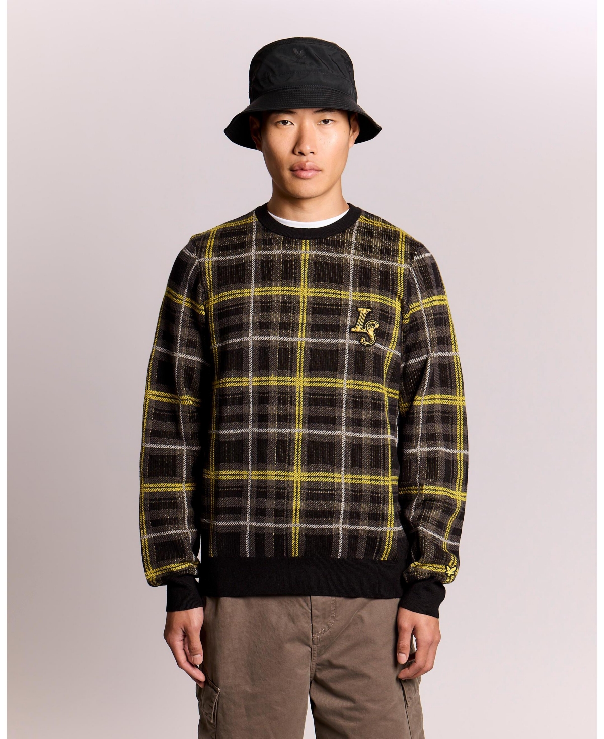 Lyle & Scott Men's Ribbed Jacquard Tartan Crew Neck