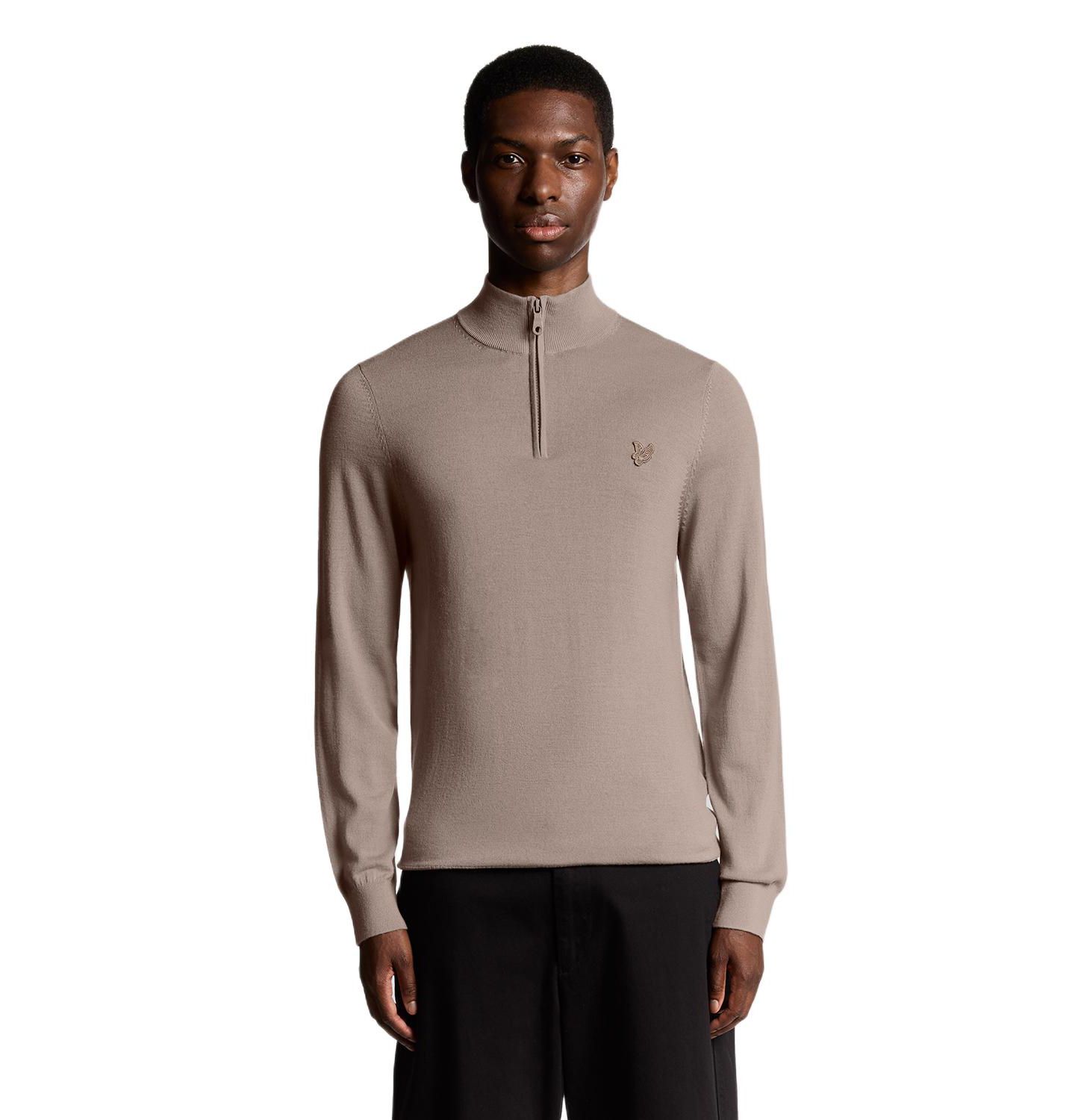 Мужской свитер Lyle & Scott Eagle Merino Quarter Zip, цвет: Cinder — фото 1