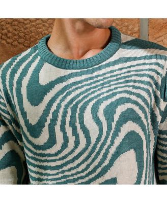 Men's Emerald Green Fluid-Jacquard Knit Pullover Sweater