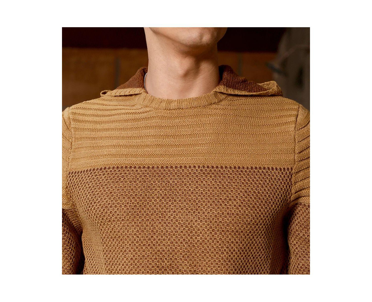 Men's Men's Hive-Jacquard Knit Hooded Sweater