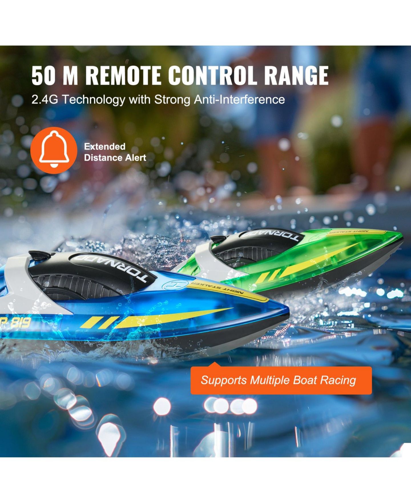 Детские игрушки HONGGE Dual-Motor LED-Light Waterproof Remote Control Speed Boats, 2-Piece Set, цвет: Синий — фото 10