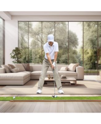 Golf Putting Mat Indoor 5-Hole Green with Ball Return Alignment Guide and Base