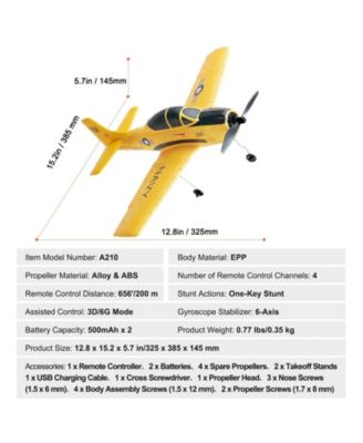RC Plane, 2.4GHz 4-Channel Trainer Airplane with 6-Axis Gyro, 2 Batteries, Ready-to-Fly Glider for Adults & Kids Beginners