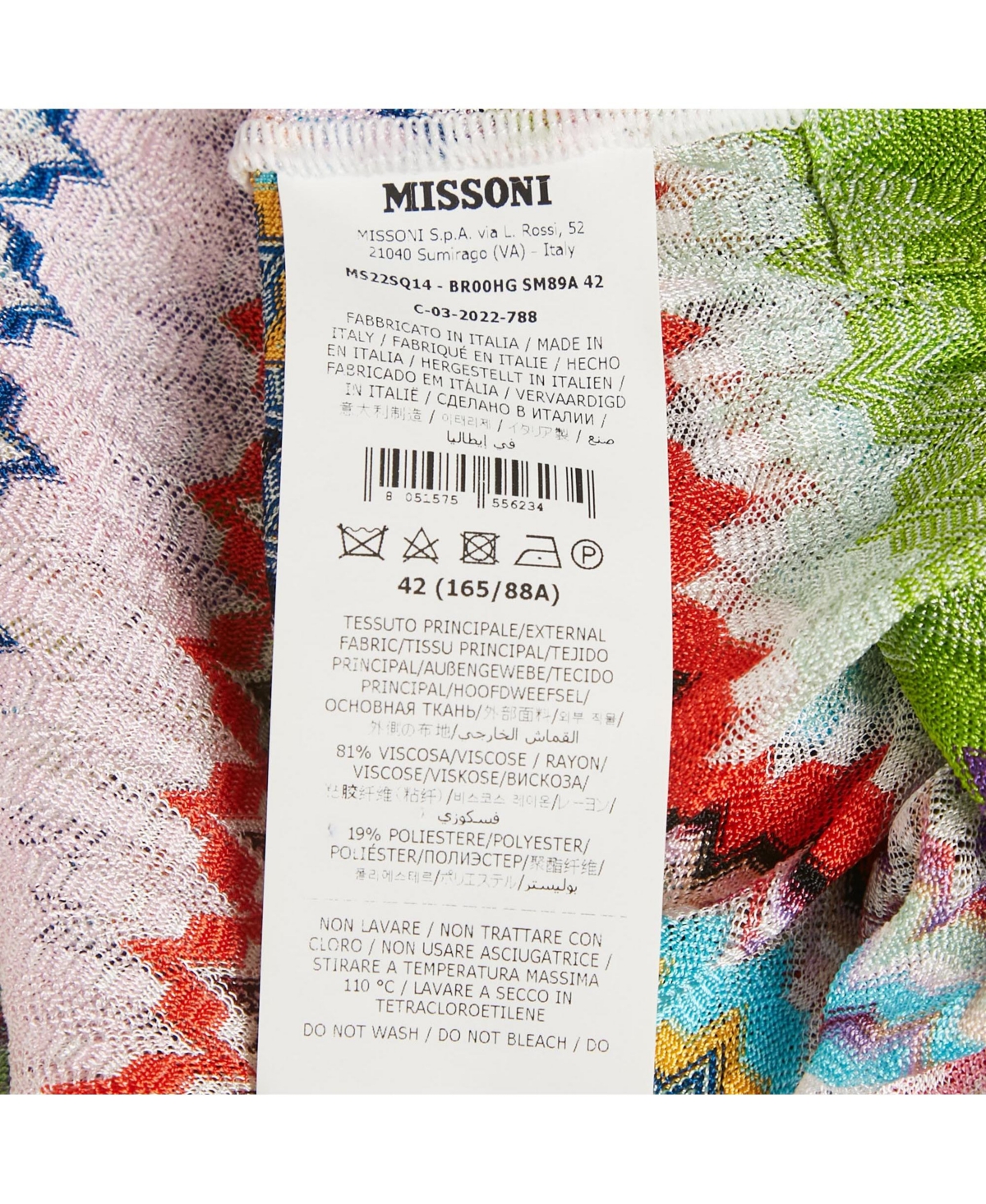 Pre-Owned Missoni Women's Multicolor Patterned Knit Plunge Neck Tunic Top