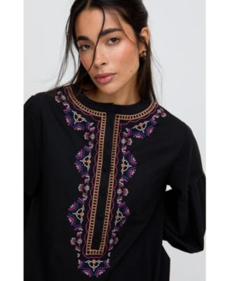 Women's Anai Half Placket Embroidered Blouse
