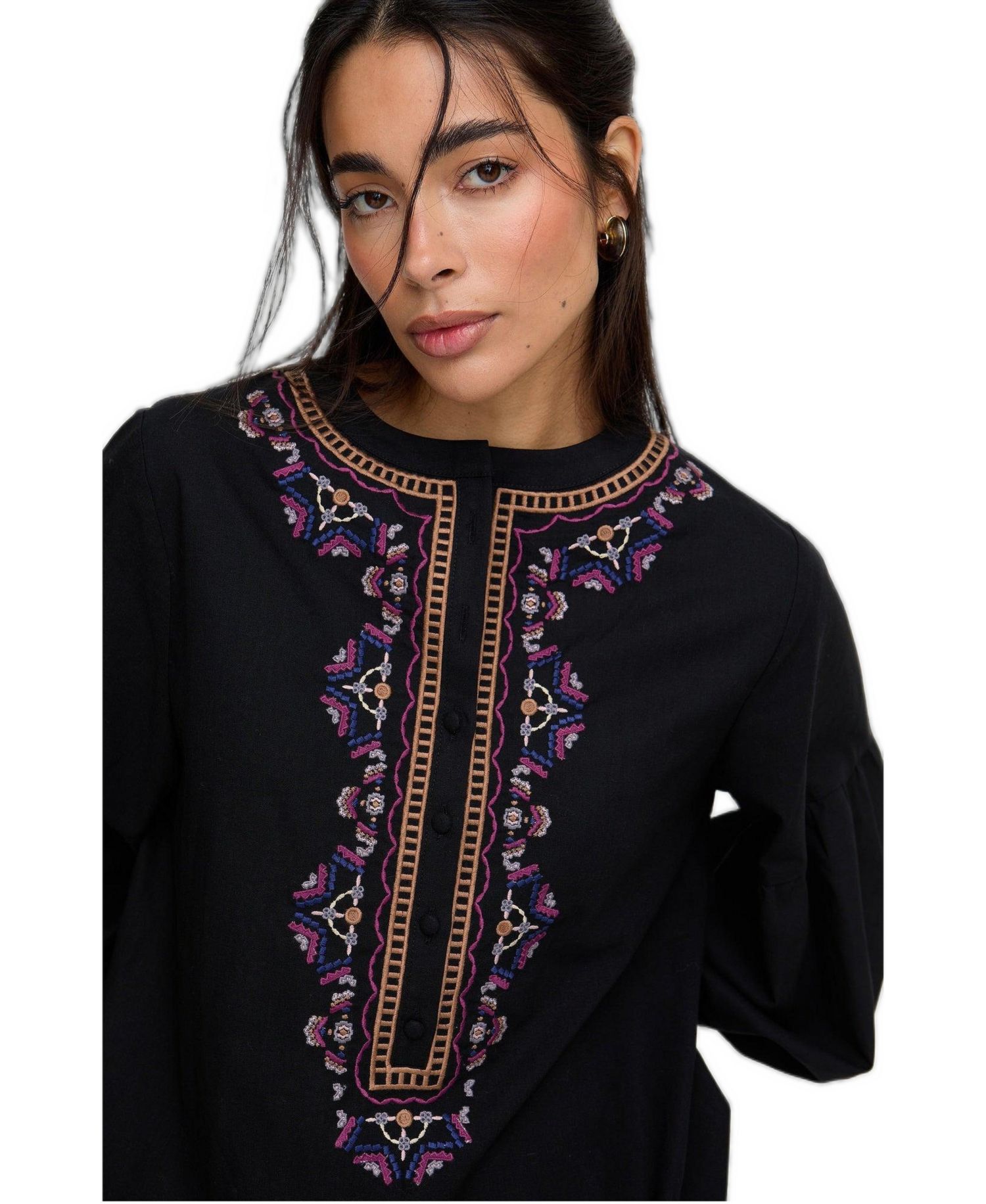 Women's Anai Half Placket Embroidered Blouse