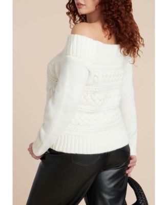 Women's Off The Shoulder Cableknit Sweater