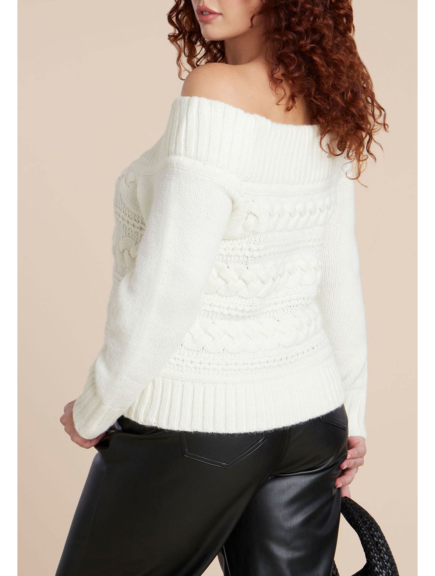 Women's Off The Shoulder Cableknit Sweater