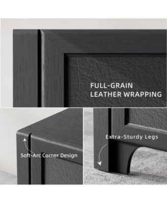 70-Inch Modern TV Stands Wood Media Console with Leather-Wrapped Door Panels for Living Room & Bedroom