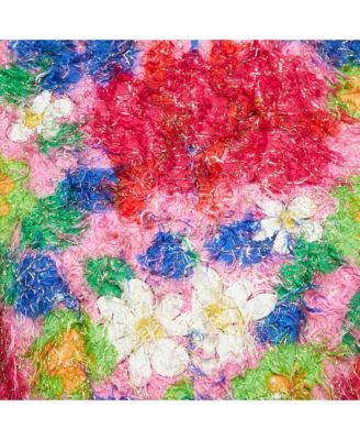 Women's Multicolor Floral Print Cotton Blend And Lurex Top