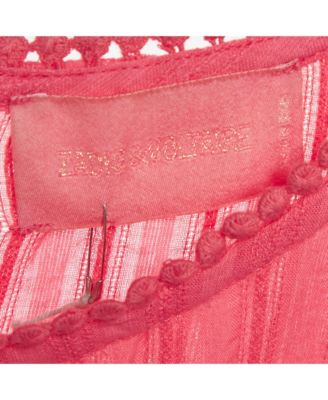 Women's Pink Cotton Lace Trimmed Sleeveless Top