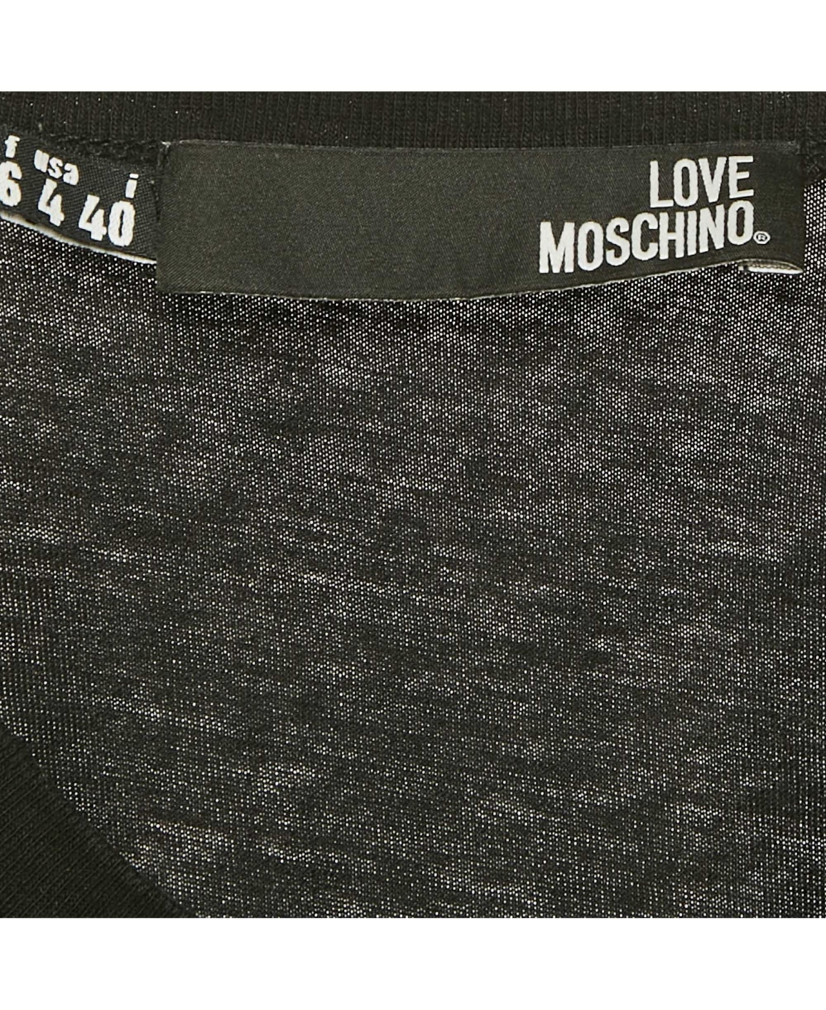 Pre-Owned Love Moschino Women's Black 100% Made With Love Logo Print Cotton T-Shirt