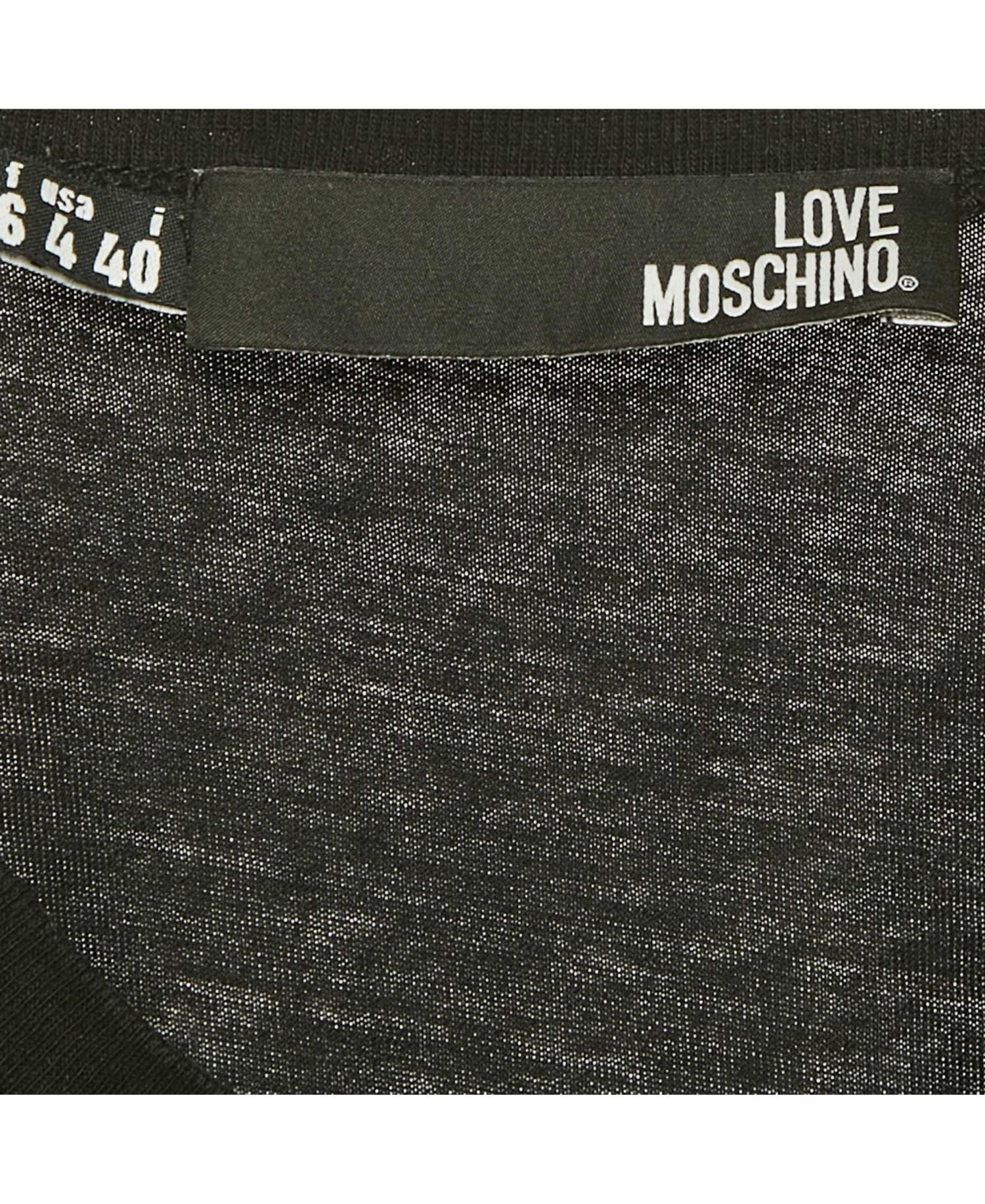 Women's Black 100% Made With Love Logo Print Cotton T-Shirt