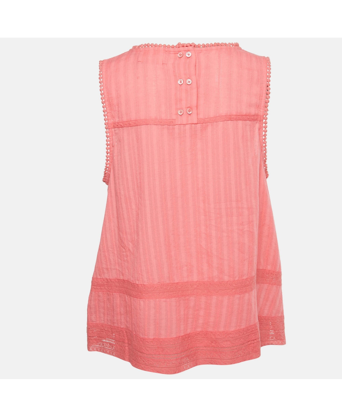 Pre-Owned Zadig & Voltaire Women's Pink Cotton Lace Insert Tani Top