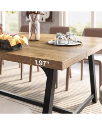 Dining Table for 8 People, 70.87-inch Rectangular Wood Kitchen Table with Strong Metal Frame
