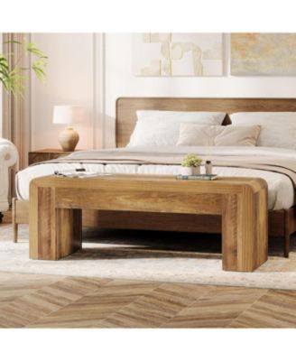 Farmhouse End of Bed Bench for Bedroom, 47.24-Inch Long Entryway Bench