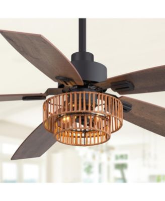 52" Ceiling Fan with Integrated LED Light Remote-Controlled Matte Black 5-Blade Modern Design Quiet DC Motor