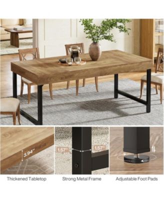 Farmhouse Dining Table for 4-6 People, 55 Inches Industrial Rectangular Kitchen Dinner Table